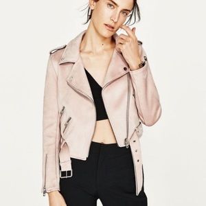 Zara blush pink motorcycle jacket